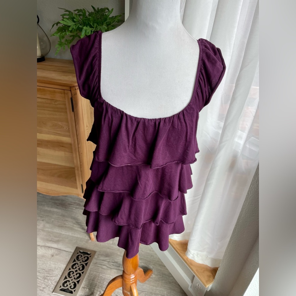 Express Aubergine/Eggplant Ruffled Tank Top- Size Small